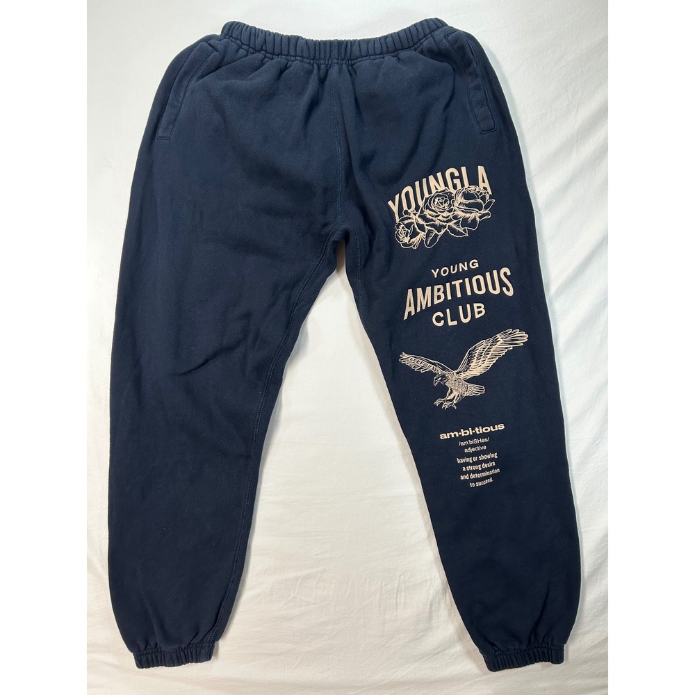 YoungLA Ambitious Club Navy Blue Sweatpants Joggers Roses Eagle YLA2332 Mens L
